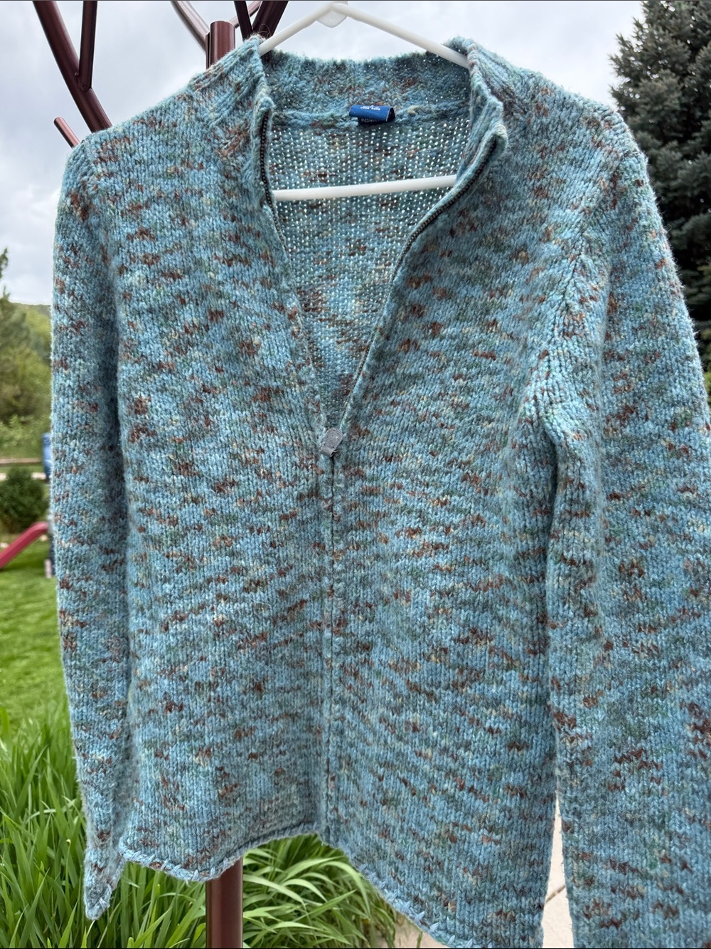 High Sierra Speckled Zipper Sweater with High Neck B15